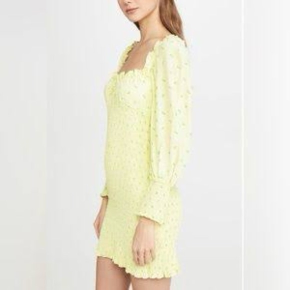 Faithfull the Brand Gombardy Mini Dress Bisset Yellow Floral Print (17) - Picture 3 of 8